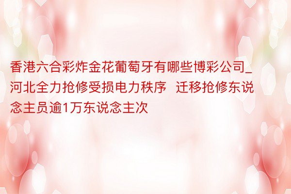 香港六合彩炸金花葡萄牙有哪些博彩公司_河北全力抢修受损电力秩序  迁移抢修东说念主员逾1万东说念主次