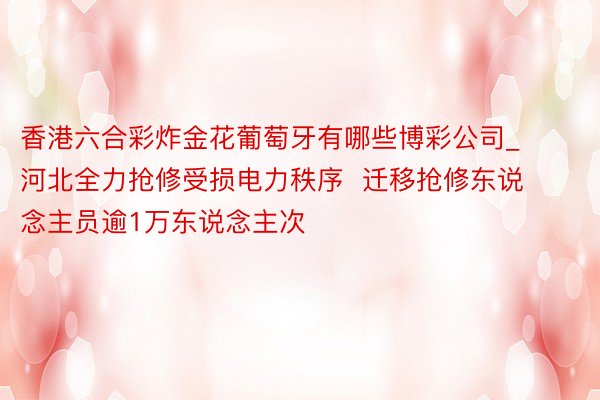 香港六合彩炸金花葡萄牙有哪些博彩公司_河北全力抢修受损电力秩序  迁移抢修东说念主员逾1万东说念主次