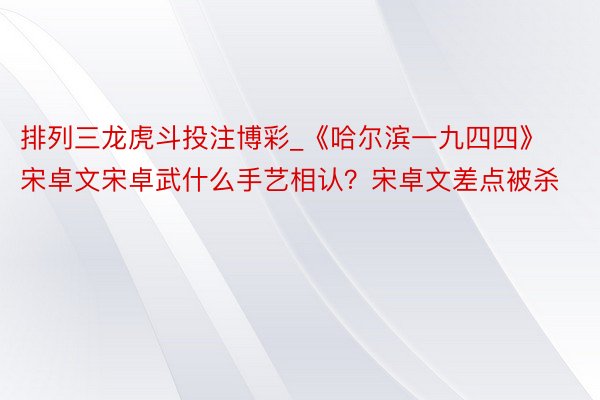 排列三龙虎斗投注博彩_《哈尔滨一九四四》宋卓文宋卓武什么手艺相认？宋卓文差点被杀