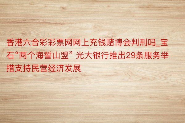 香港六合彩彩票网网上充钱赌博会判刑吗_宝石“两个海誓山盟” 光大银行推出29条服务举措支持民营经济发展