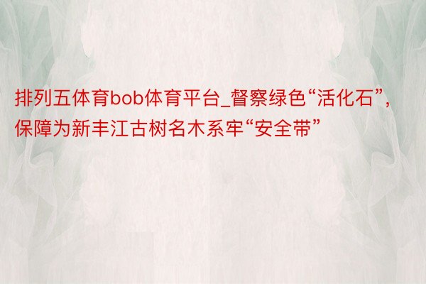 排列五体育bob体育平台_督察绿色“活化石”，保障为新丰江古树名木系牢“安全带”