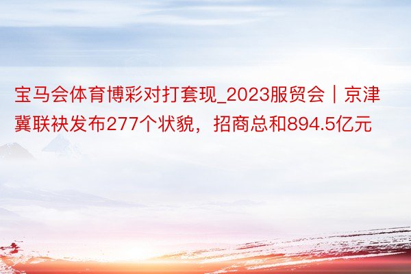 宝马会体育博彩对打套现_2023服贸会｜京津冀联袂发布277个状貌，招商总和894.5亿元