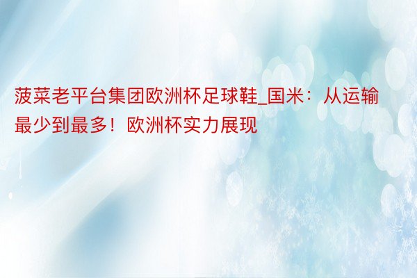 菠菜老平台集团欧洲杯足球鞋_国米：从运输最少到最多！欧洲杯实力展现