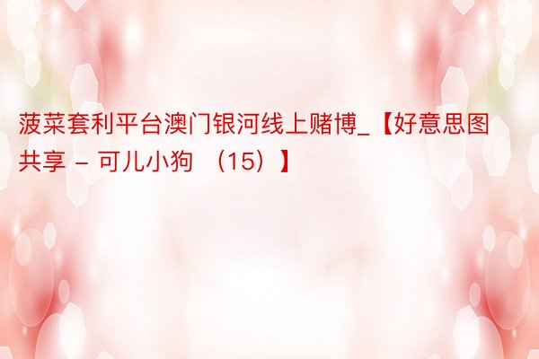 菠菜套利平台澳门银河线上赌博_【好意思图共享 - 可儿小狗 （15）】